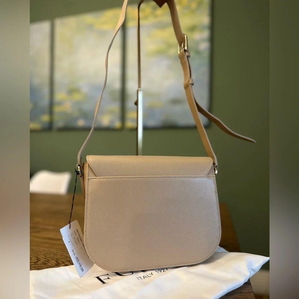 NWT! NEW! Furla Signature Furla 1927 Shoulder Bag -Sand